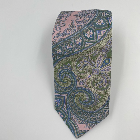Robert Graham Purple Tie with Green Paisley - Picture 1 of 6